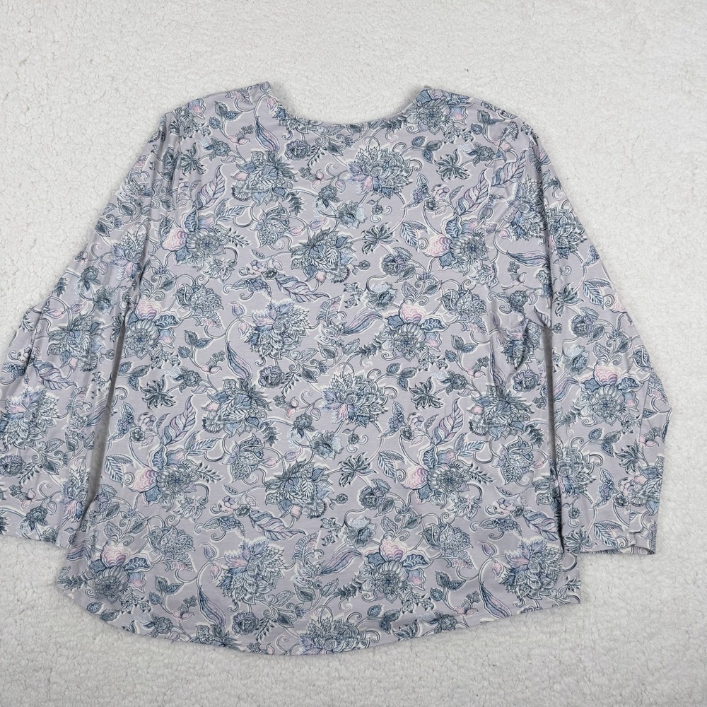 Pure Jill J Jill Womens 2X Pima Cotton Floral Paisley Long Sleeve Shirttail Tee - Picture 3 of 8